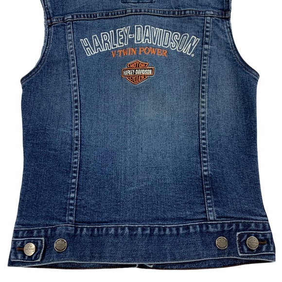 Harley Davidson Embroidered Denim Vest - Picture 3 of 16